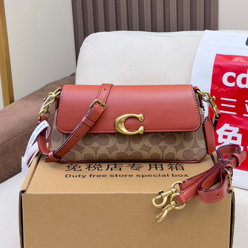 Coach C's new JET BAG trapezoidal small square bag, baguette bag, vintage fashion flap shoulder crossbody underarm bag