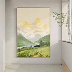 北歐玄關掛畫背有靠山客廳裝飾畫風景背景牆落地畫沙發畫日照金山