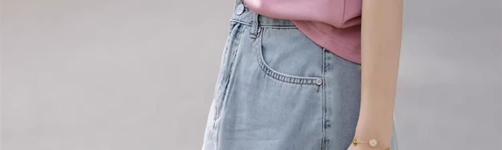 Áo thun nữ tay ngắn dệt kim lụa băng mát mẻ — màu hồng chi tiết 39