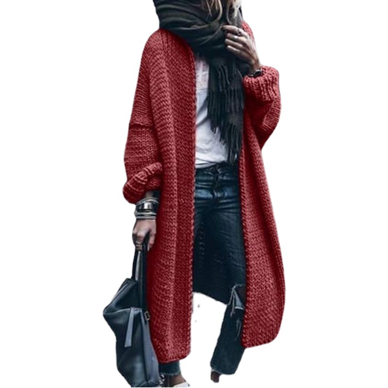 Primavera y otoño de manga larga de punto cardigan casual suéter suelto abrigo