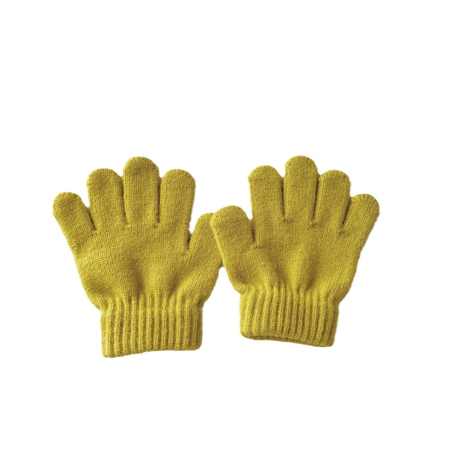 Children's gloves Winter solid finger warm ins five-finger baby gloves for boys and girls_voghion.com
