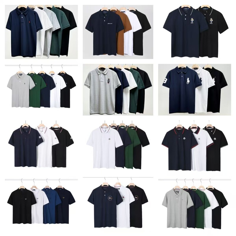 Cross-Border Export Men's Wheat Ear Pony Logo Embroidered Pique Cotton Lapel Business T-Shirt Polo Shirt Short-Sleeved Collection Trendy Cross-Border Export Men's Wheat Ear Pony Logo Embroidered Pique Cotton Lapel Business T-Shirt Polo Shirt Short-Sleeved Collection Trendy