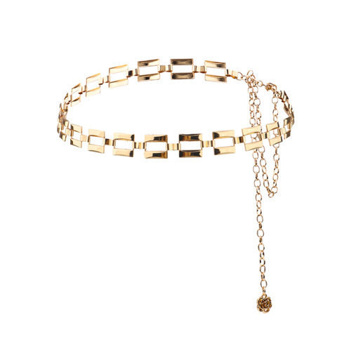 Versatile Hollow Rectangular Waist Chain Women's European and American Fashion Versatile Dress Decorative Metal Punk Belt