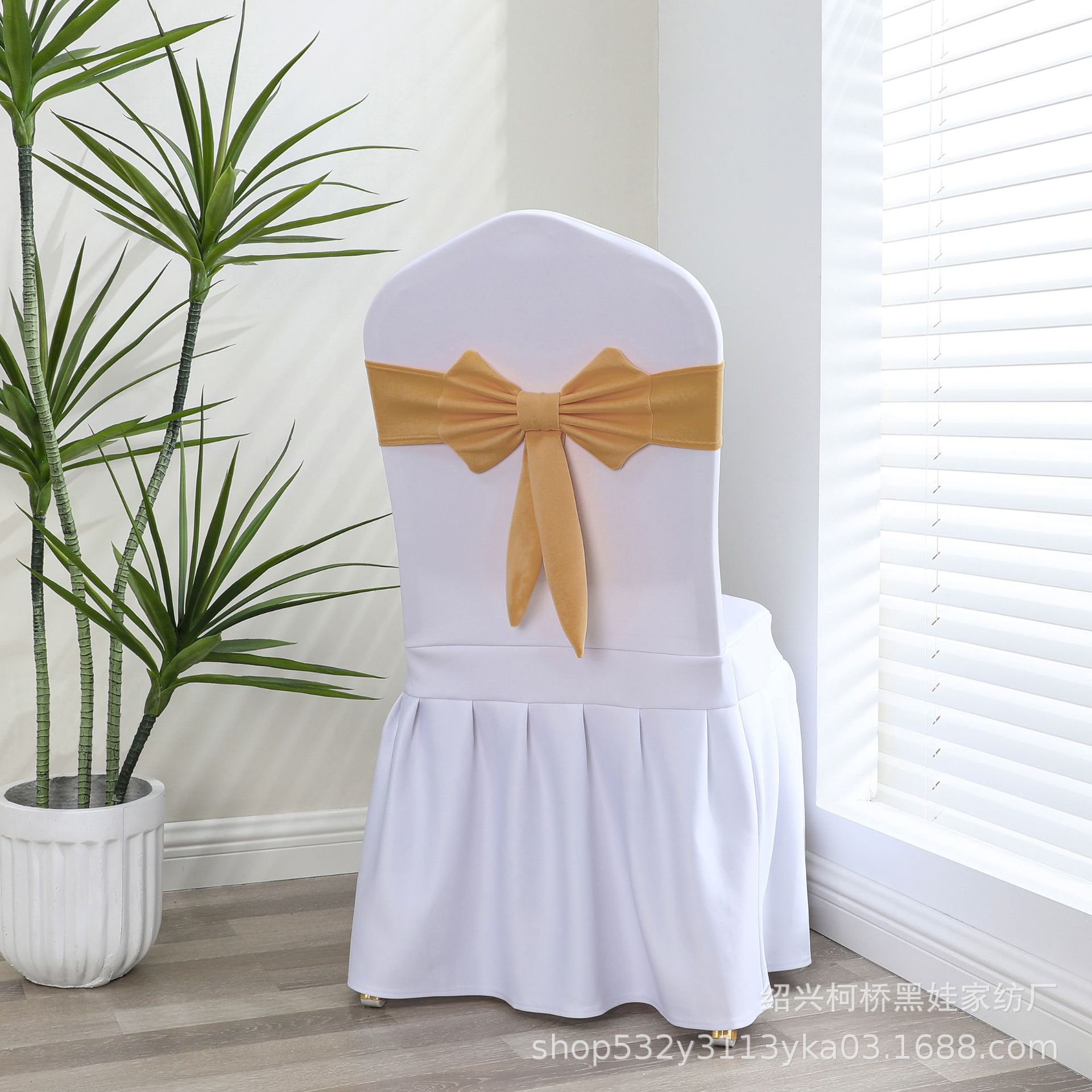 No-tie elastic chair back decoration wedding hotel chair cover bow banquet chair cover elastic chair back flower strap