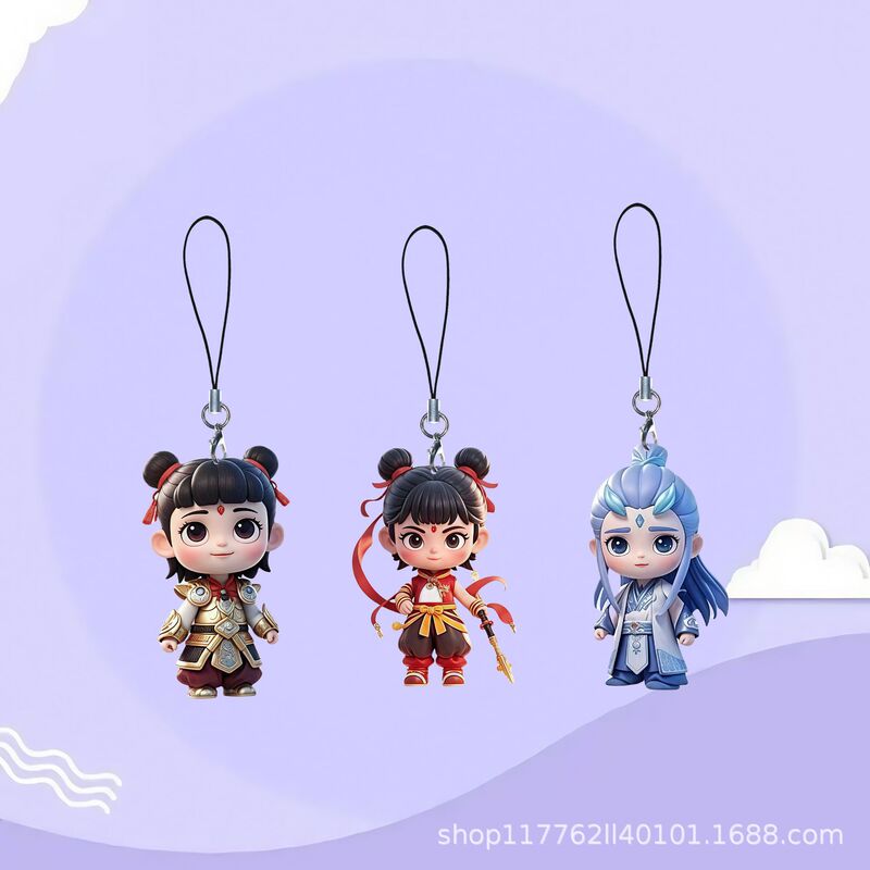 レンコンケーキ CP ペンダント Nezha 2 魔児海漫画アニメーション高価値携帯電話チェーン Nezha Ao Bing スクールバッグペンダント|undefined