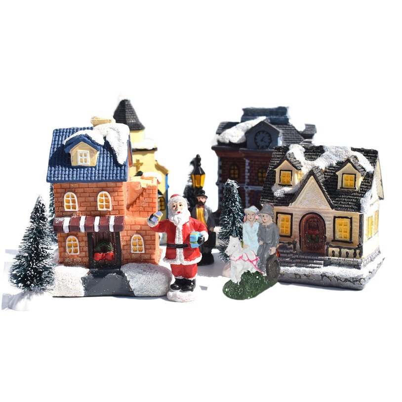 Casita Navideña Decorativa de Resina para Navidad