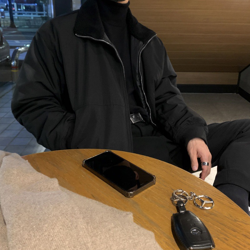 MYQ japonés retro solapa abrigo de algodón acolchado Chaqueta de algodón acolchado de invierno de los Hombres estilo coreano chaqueta suelta de algodón acolchado