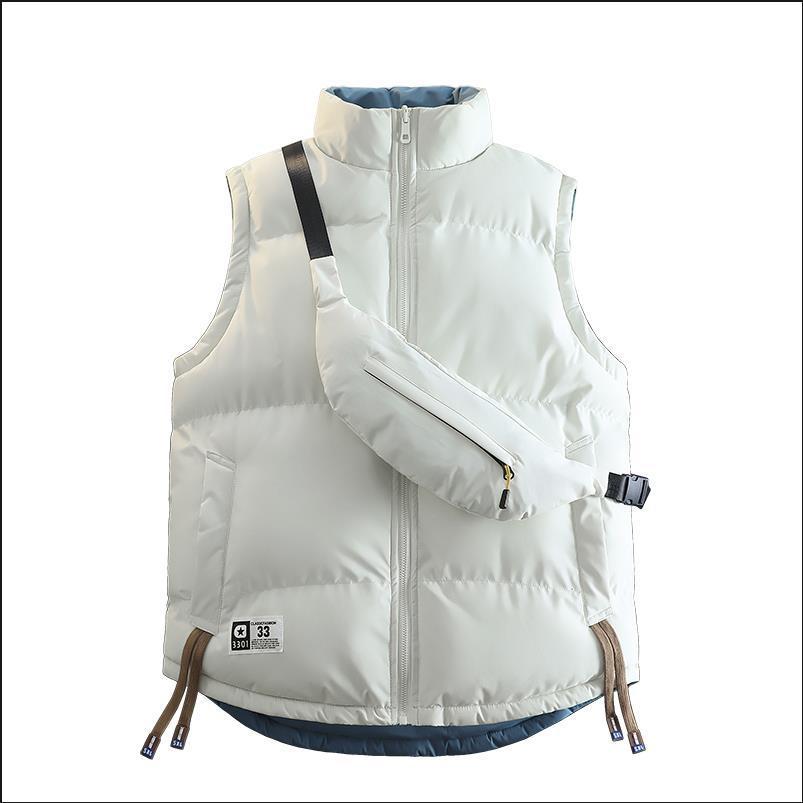 2025 invierno nuevo chaleco de algodón de cuello vertical, moda para hombres y mujeres con chaleco caliente, chaleco de moda, bolsa de regalo