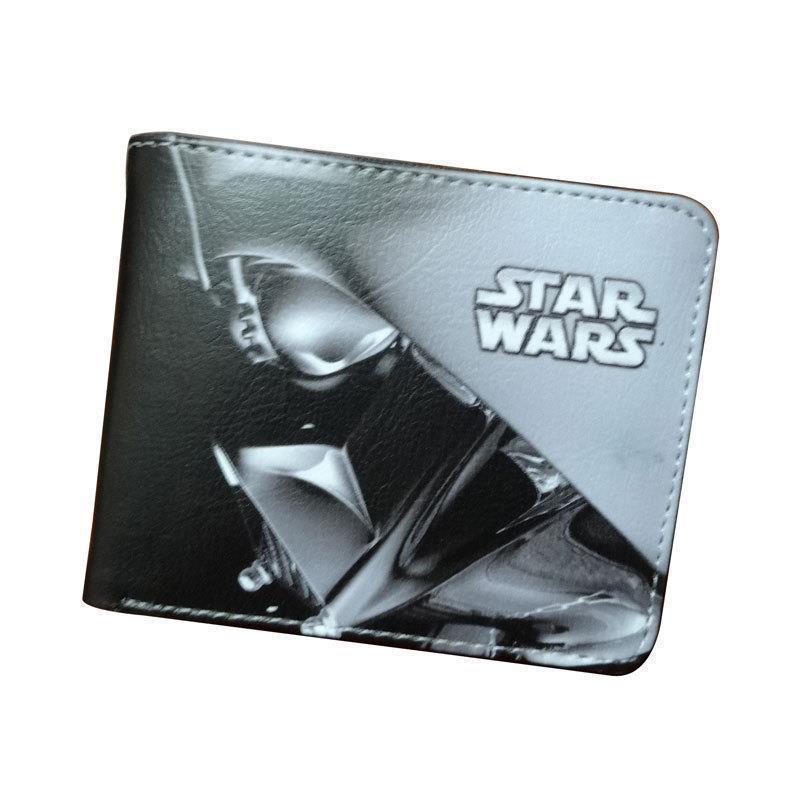 Cartera de Star Wars alrededor del cine y la televisión, guerrero negro, soldado blanco, cartera corta de dos plegados, cartera PU para hombres adolescentes
