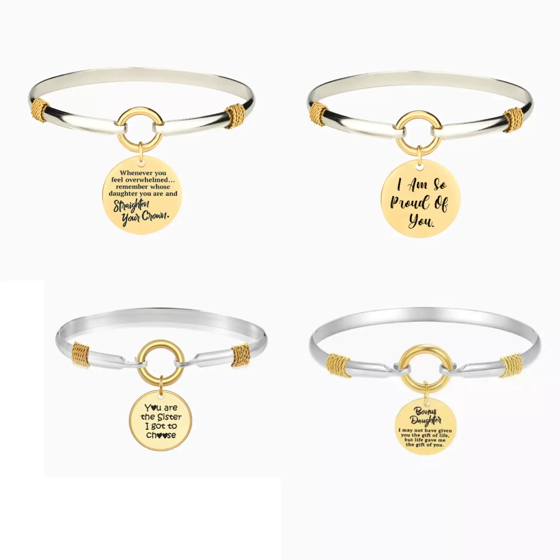 欧美新款潮流个性英文定制O字勾环双色手镯气质复古时尚手环手饰