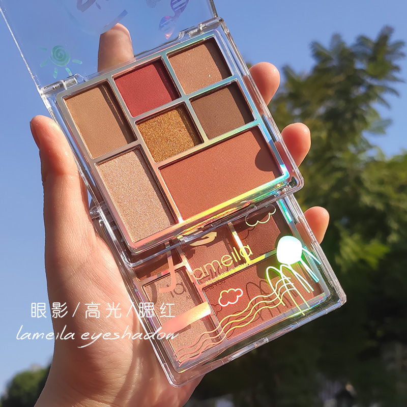 Play Fun Rainbow spirit Combination plate 7 colors Eye shadow Pearl Glitter powder Matte Earth colors Trimming fairy