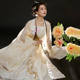 New Hanfu Luoyue Tang Made Chebula Skirt Style Printed Big Sleeve Shirt One-piece Strapless Skirt White Ancient Costume Spring and Summer Suit