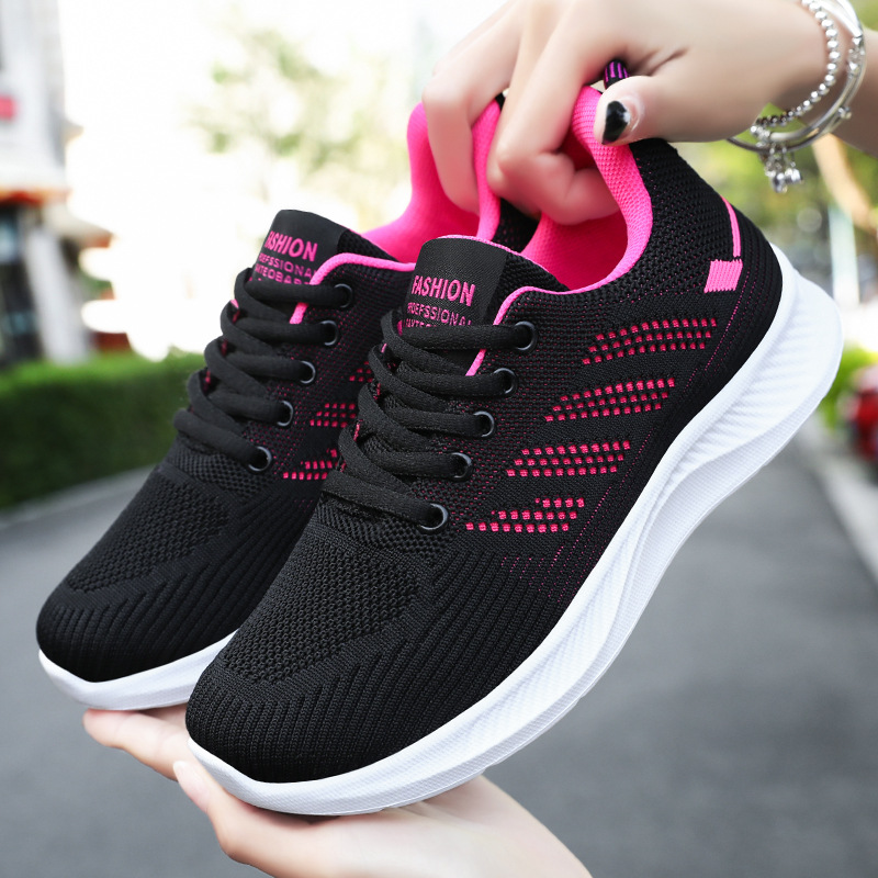 Shoes for Women 2024 Casual Soft-Soled Sports Shoes Breathable Single Shoes Fly-Knit Mesh Shoes Wholesale Dropshipping Running Shoes for Women