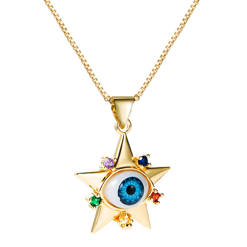 Wholesale Jewelry Demon Eye Copperzircon Star Eye Pendant Necklace Nihaojewelry display picture 11