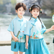 儿 童时尚夏汉服套装小学生民族风校服幼儿园园服中国风表演班服
