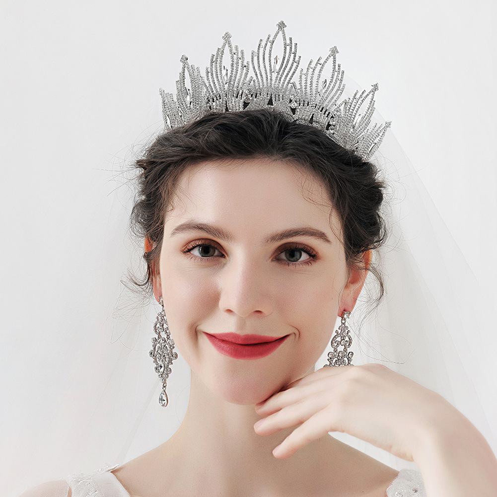 Korean Rhinestone Princess Crown Fashion Retro Bridal Hair Accessories Luxury Wedding Accessories Full Diamond Alloy Crown