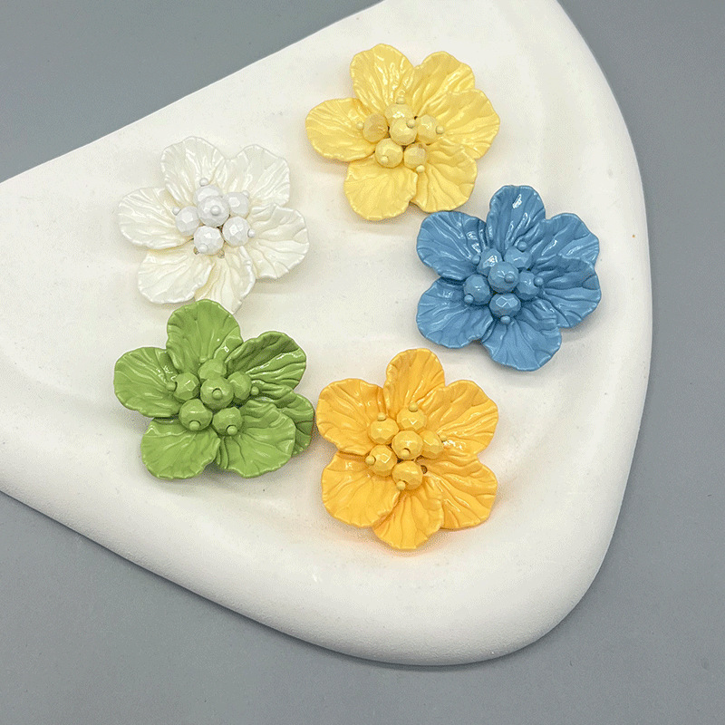多彩手工编织花朵配件 diy手工串珠包包服饰胸针洞洞鞋配饰批发|undefined