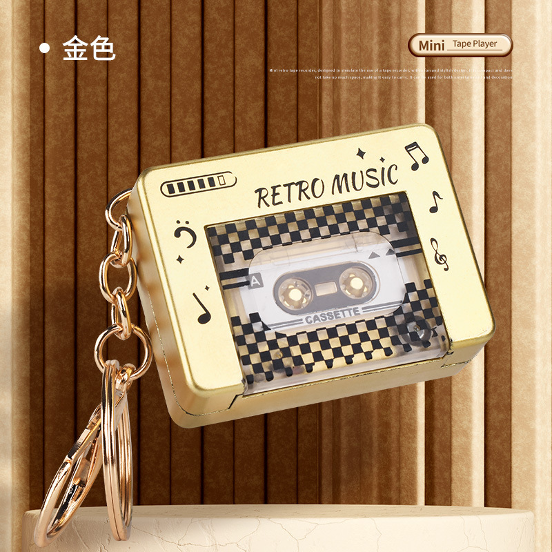 新商品子供シミュレーションレトロテープ機ミニ音楽ラジオレコーダーキーホルダーかばんストラップ玩具|undefined