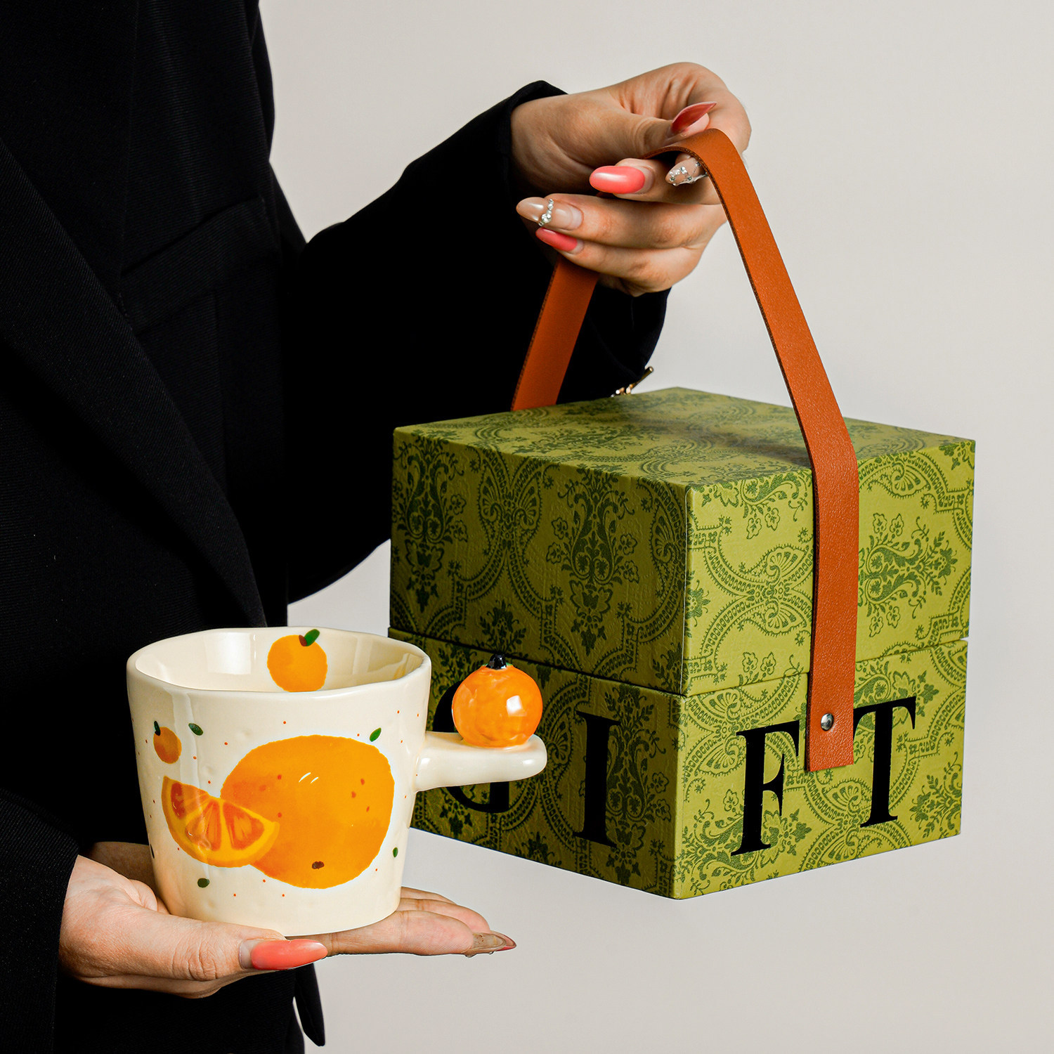 Taza naranja de alto valor de diseño taza de cerámica de nicho creativa taza de agua doméstica de mujer taza de café de oficina