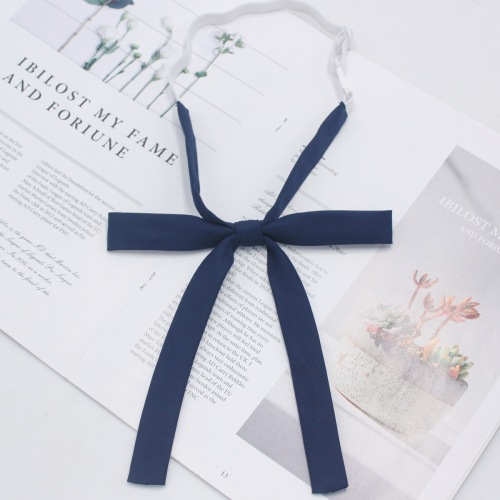 Factory-made narrow-style, short-handled JK uniform bow tie for women—Japanese-inspired, solid-color, matte finish, perfect for pairing with school uniforms.