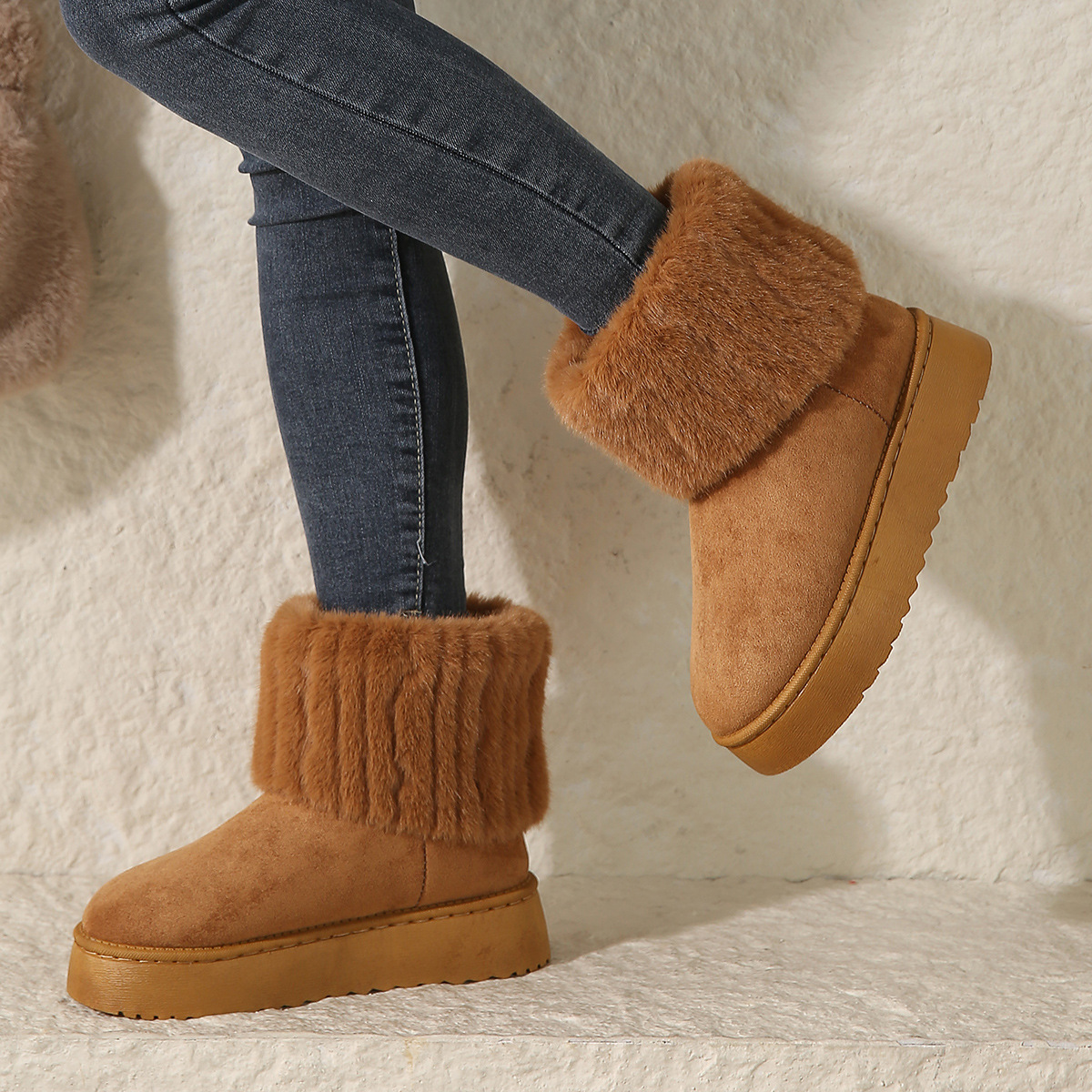 Women's Snow Boots With Thick Sole And Fleece Lining For Winter_voghion.com