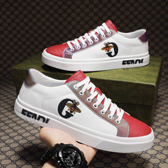 Fashionable and personalized trendy shoes European station casual British sneakers color-blocked leather trendy four-season summer breathable soft leather men's shoes