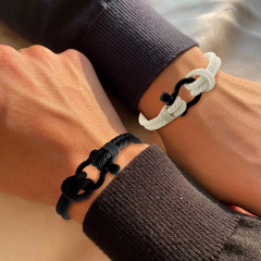 ヨーロッパとアメリカのクロスボーダーミラノロープ馬蹄バックルブレスレットシンプルでファッショナブルなレトロ合金ブレスレット男性と女性のカップルの弓バックルブレスレット