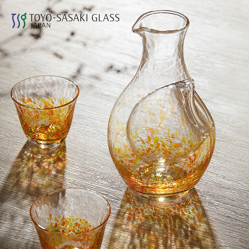 Japanese Imported Oriental Sasaki Crystal Tempered Glass Sake Pot Sake Cup Water Color Series Wine Set