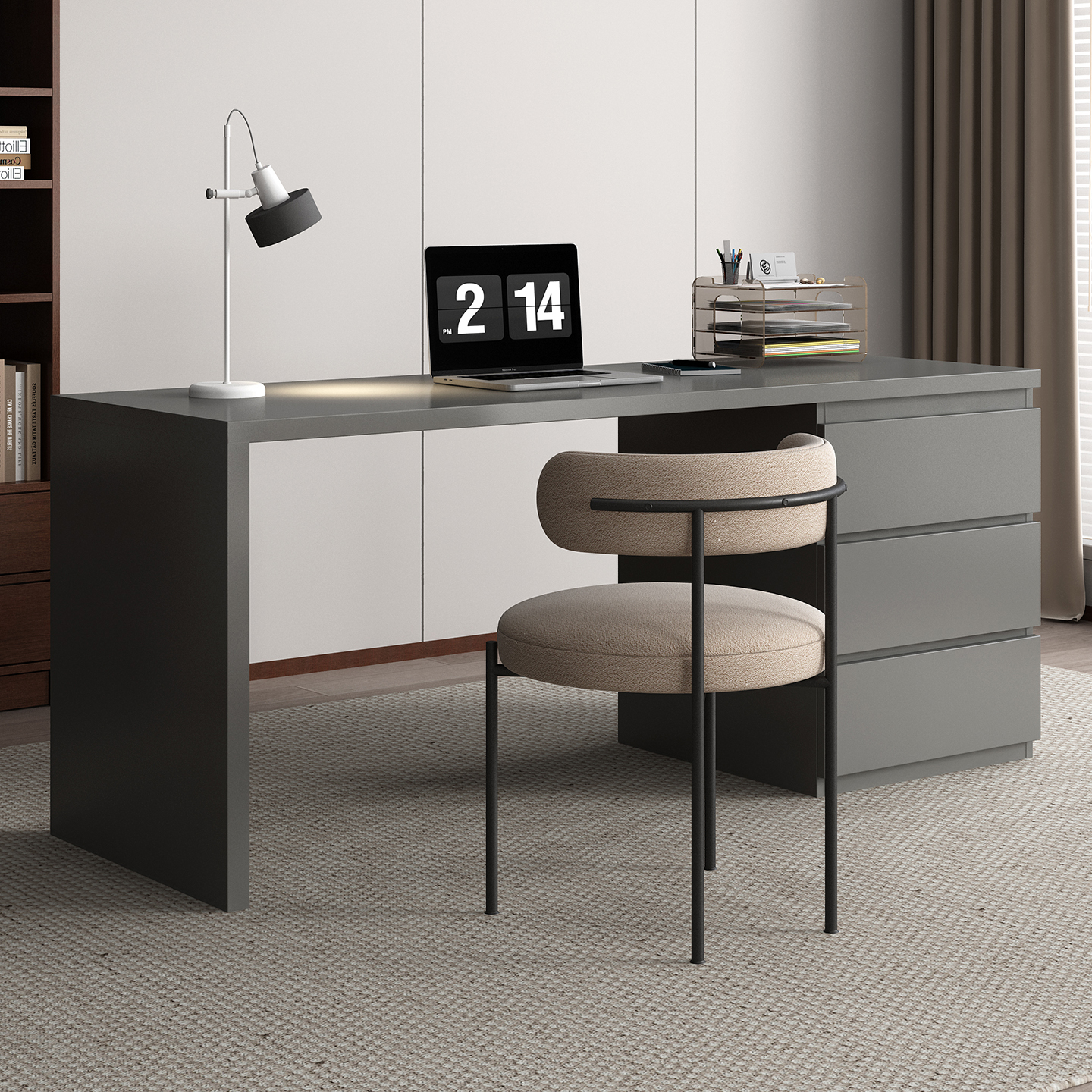 Solid Wood Desk Integrated Simple Makeup Table with Drawer Writing Desk Home Bedroom Desk Computer Desk