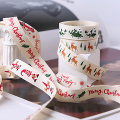 New Christmas plain cotton belt elk ribbon holiday packaging diy handmade bow bouquet cake baking belt