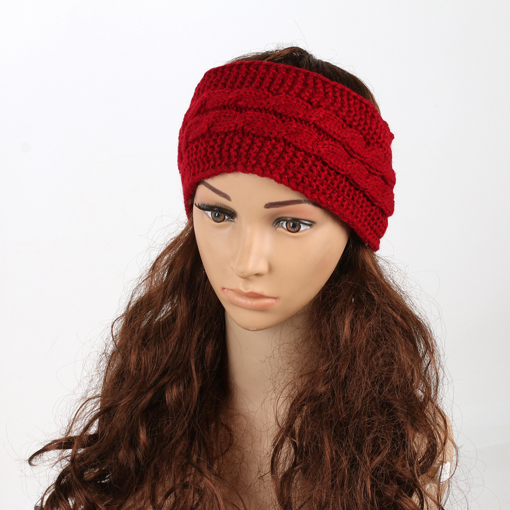 Gebreide haarband winter warm wol oorwarmer voor dames_voghion.com