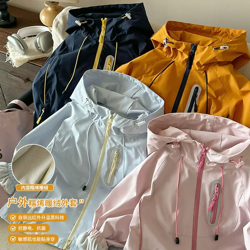 女童衣服秋冬2025新款加绒外套内里糯烯暖绒冲锋衣秋湖州织里童装
