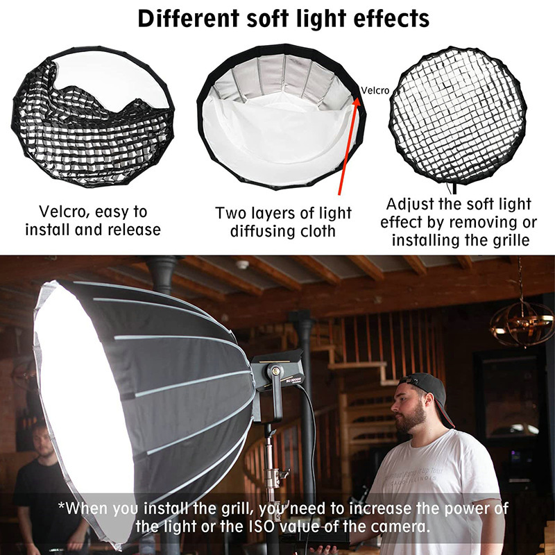 摄影棚直播设备十六角90CM深口抛物线柔光箱保荣口柔光罩不带网格