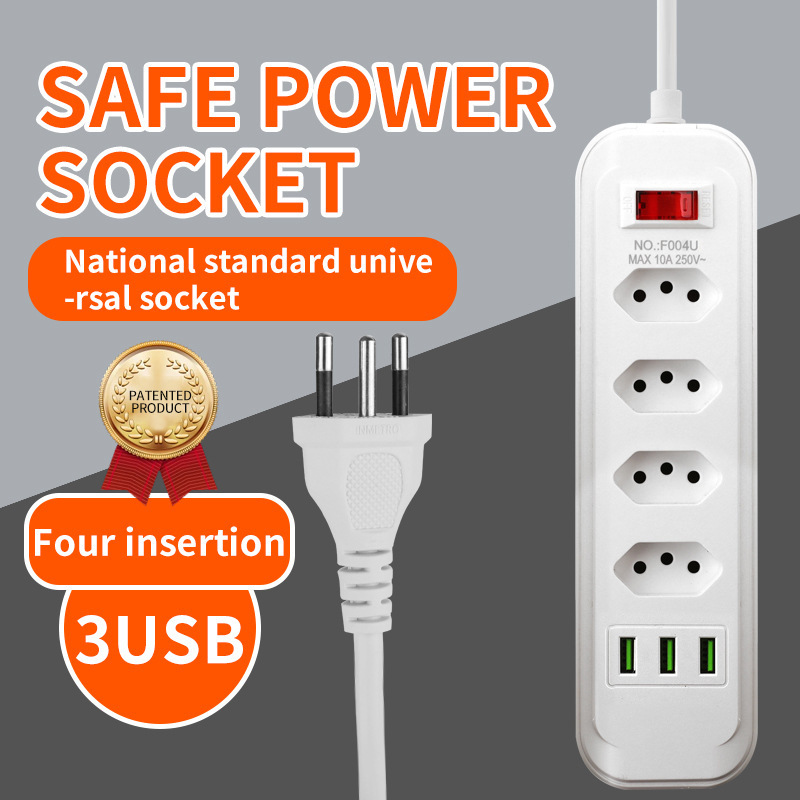 Exportaciones de comercio exterior inteligentes para Brasil enchufe de enchufe 3 / 4 / 5 / 6 con enchufe de alimentación 3USB
