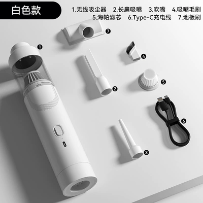 Car-Mounted Brushless Vacuum Cleaner with Tozsoranlar - white-brushed-modeltype-c-fast-charge9000pa2-sections2000mahblow-and-suck-one