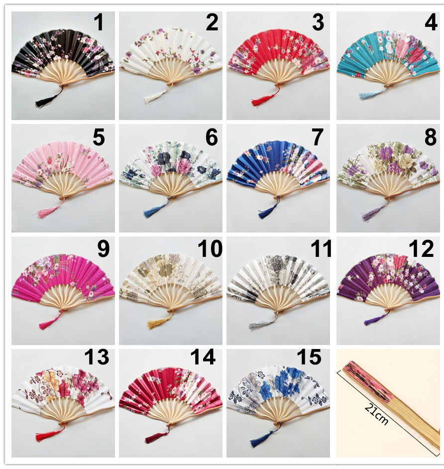 In Stock Cross-border Satin Dragon Fan Plus Fan Bag S Bone Fan Cheongsam Performance Female Fan Rose Red display picture 1