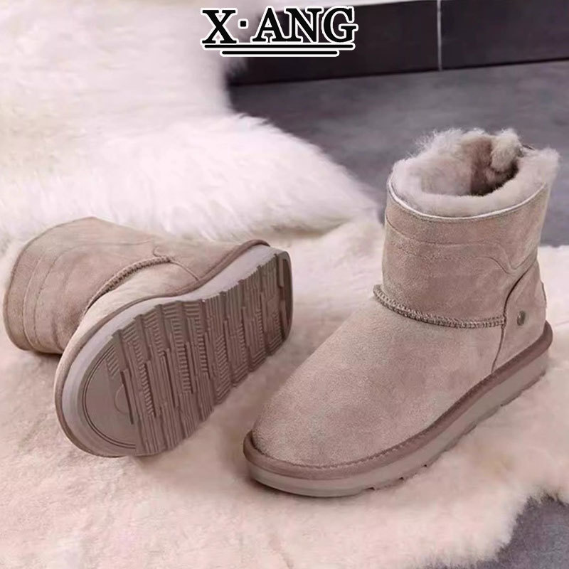 冬季羊皮毛一体雪地靴女款厚底防滑加绒加厚保暖东北大棉鞋短靴子|undefined
