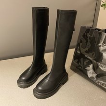 长筒厚底靴女2021新款欧美时尚休闲骑士靴高筒中跟机车靴一件代发