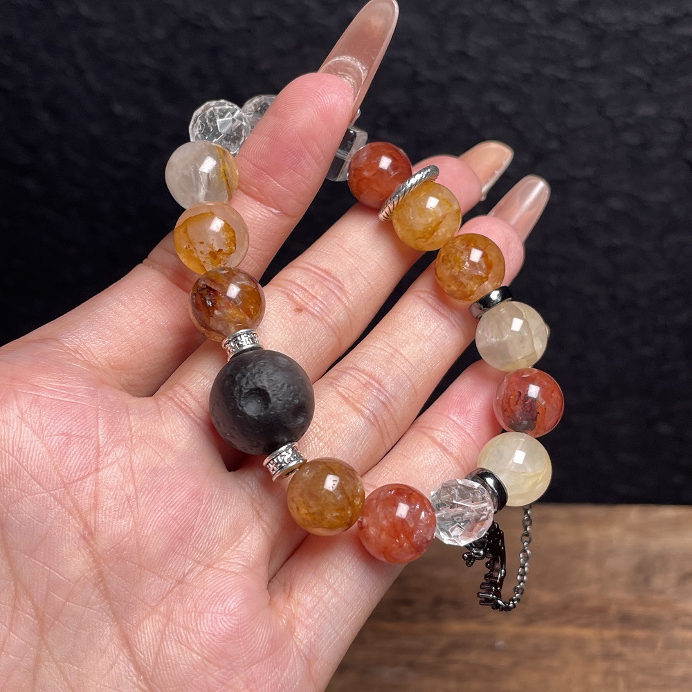 크리스탈과 실버 흑요석 팔찌