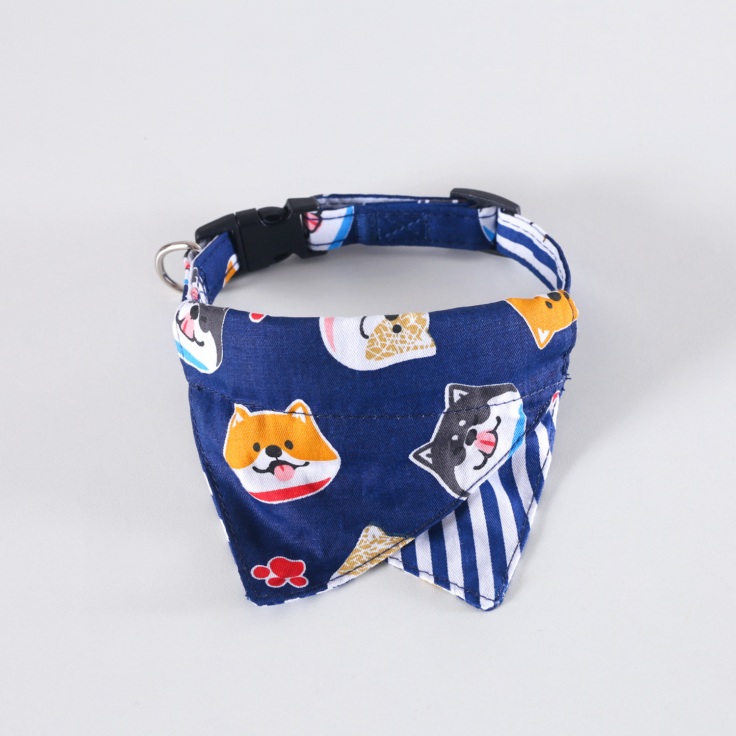 Perro mascota Shiba Inu Meika Golden Retriever perro mediano y grande a rayas estilo azul marino bowknot bufanda triangular cubierta para la cabeza image 9