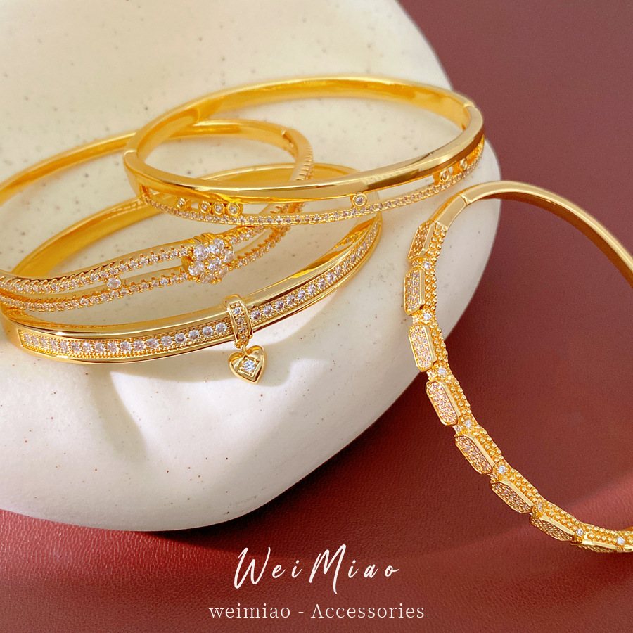 18K oro real chapado doble capa circular zircon pulsera de hebilla personalidad temperamento pulsera de moda ligera joyería de nicho