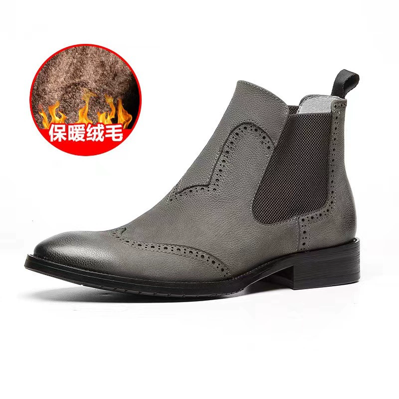 Мягкие кожаные сапоги с рисунком личи мужские резные кожаные сапоги из кожи челси сапоги мужские европейские и американские бархатные теплые кожаные сапоги