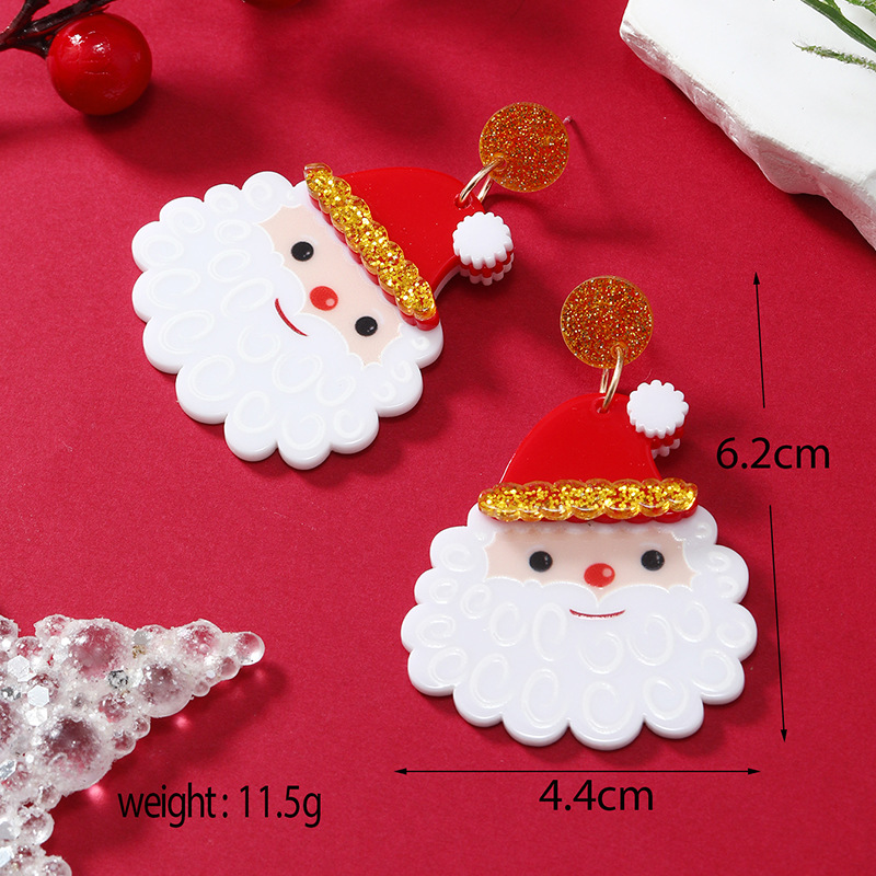 Creative cute Christmas geometric acrylic earrings for elderly