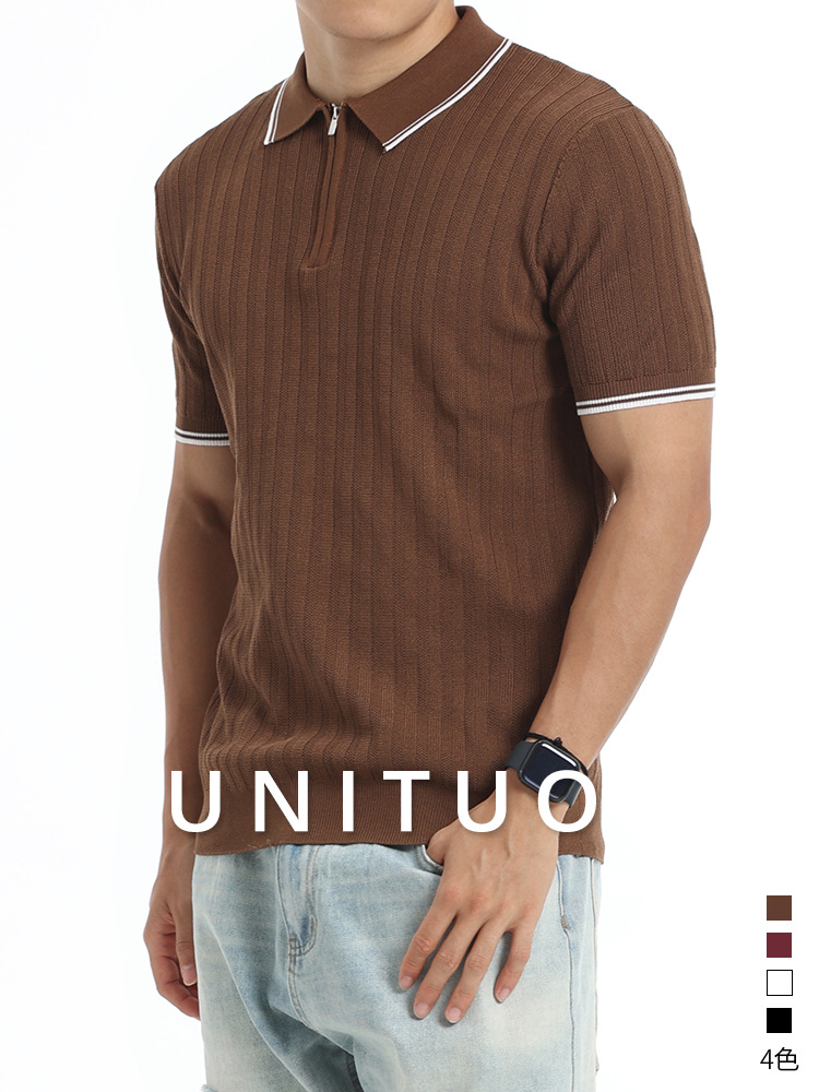 Camisas de polo de hielo de alta calidad con cremallera, camisetas de polo de hombre de manga corta, negocios casuales, camisetas de cuello para hombres