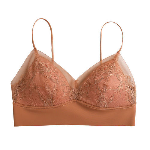 Japanese fairy lace lingerie French triangle cup bra latex thin strapless beauty back no wire bra for women