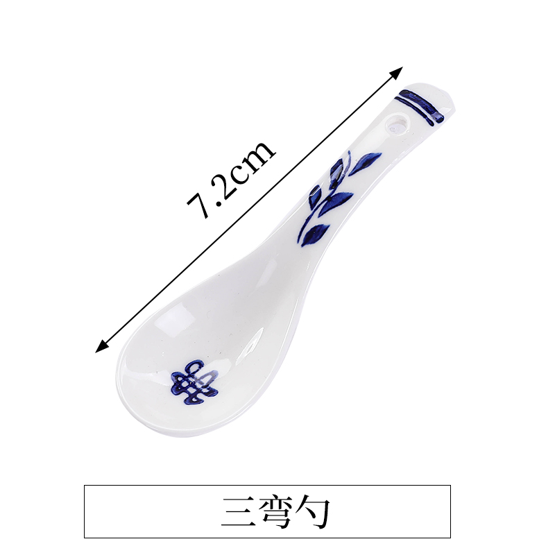 손으로 그린 파란색과 흰색 - 곡선형 스푼 3개