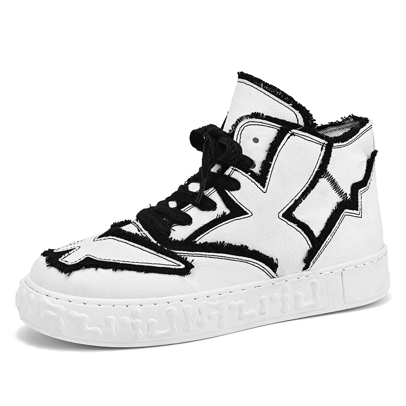 Herren High Top Sneaker Aus Canvas Mit Schmetterling Motiv_voghion.com