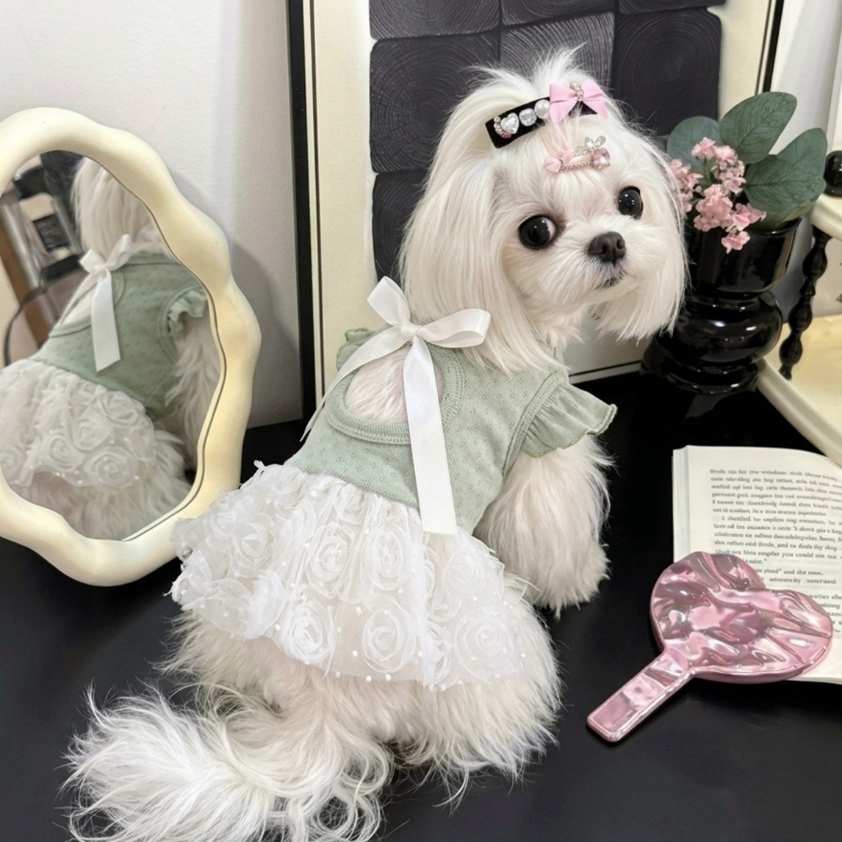 Nuovi vestiti estivi per cani in stile coreano, dolce abito da principessa traforato per Teddy, Bichon, Shih Tzu e cani di piccola taglia_voghion.com