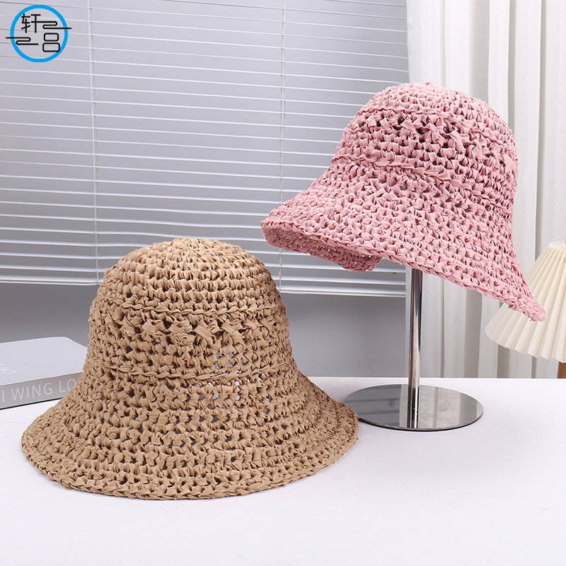 Fashionable solid breathable travel foldable handheld sun hat for…