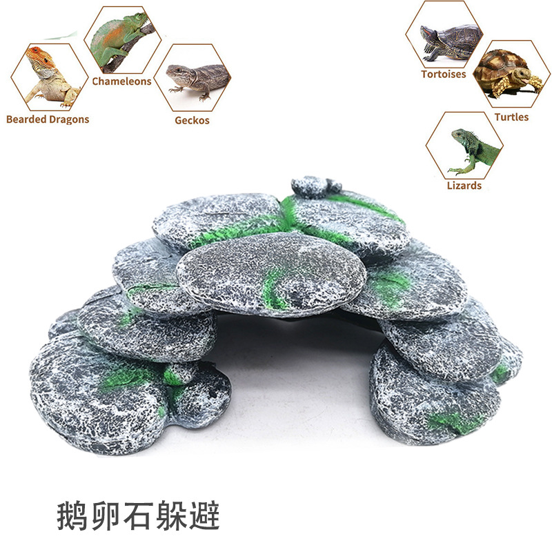 La tortuga del acuario trepa a la plataforma, la mascota trepa para evitar el agujero, la plataforma de secado, la artesanía de resina, el paisaje de guijarros, la decoración, la casa de refugio